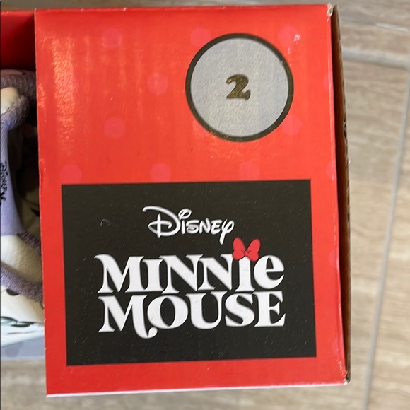 DISNEY NIB Girls Size 2 Minnie Mouse Character Sneakers White Pink Purple Bow - Picture 3 of 9